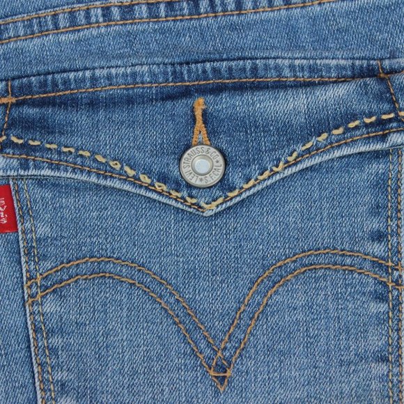 LEVIS 515 BERMUDA SHORTS WOMENS SIZE 16 CUFFED BELOW WAIST BLUE DENIM STRETCH - Picture 7 of 8